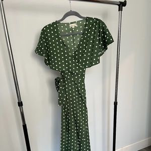 Vici doll green polka dot wrap dress